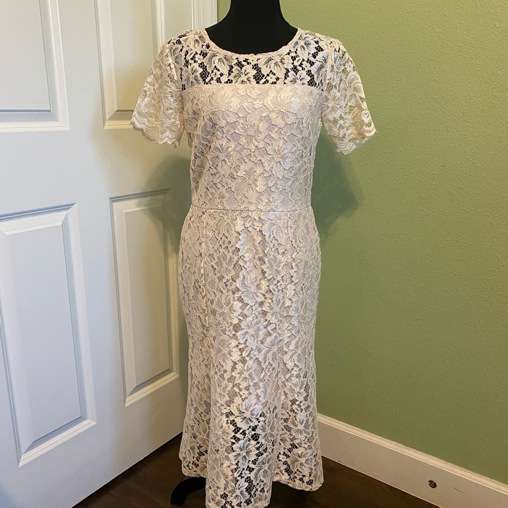 Enfocus Studio Cream Lace Midi Dress